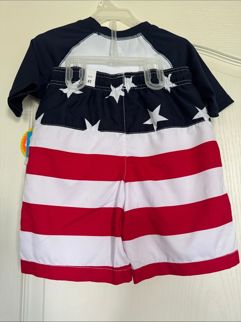 THE CHILDREN'S PLACE SPORT Boy USA Rash Guard Swim Set 4T NEW SPF 50+ Fabric